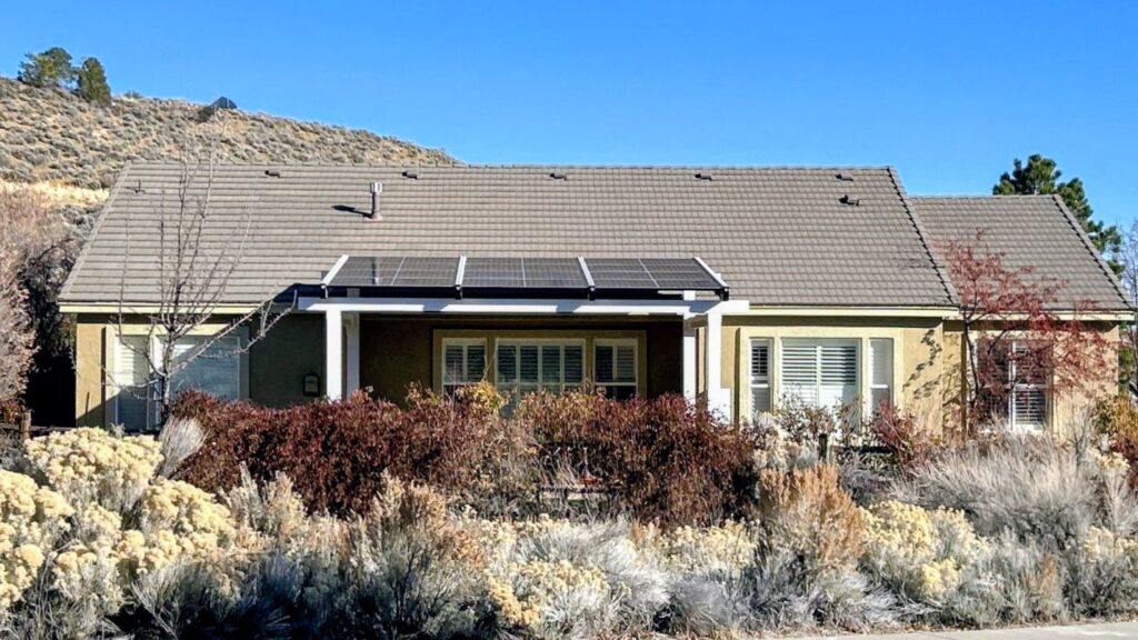 Solar pergola designed with increased height and enhanced structural capacity